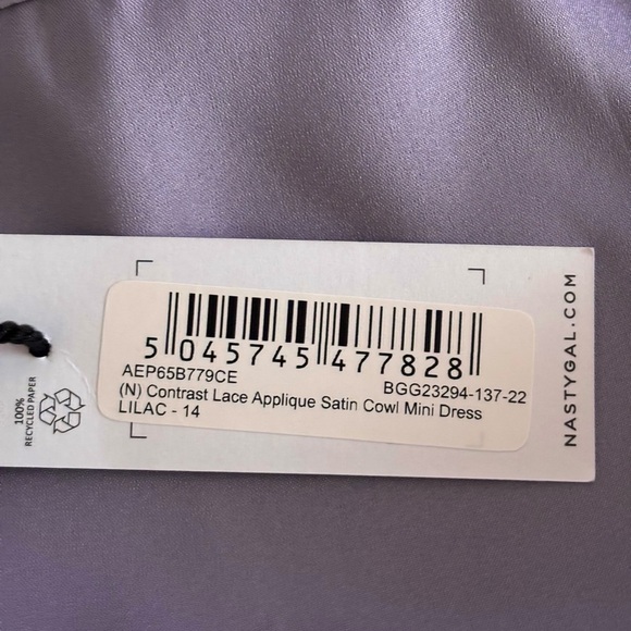 Nasty Gal Lilac Satin Cowl Neck Mini Dress Size 10 - Picture 11 of 13